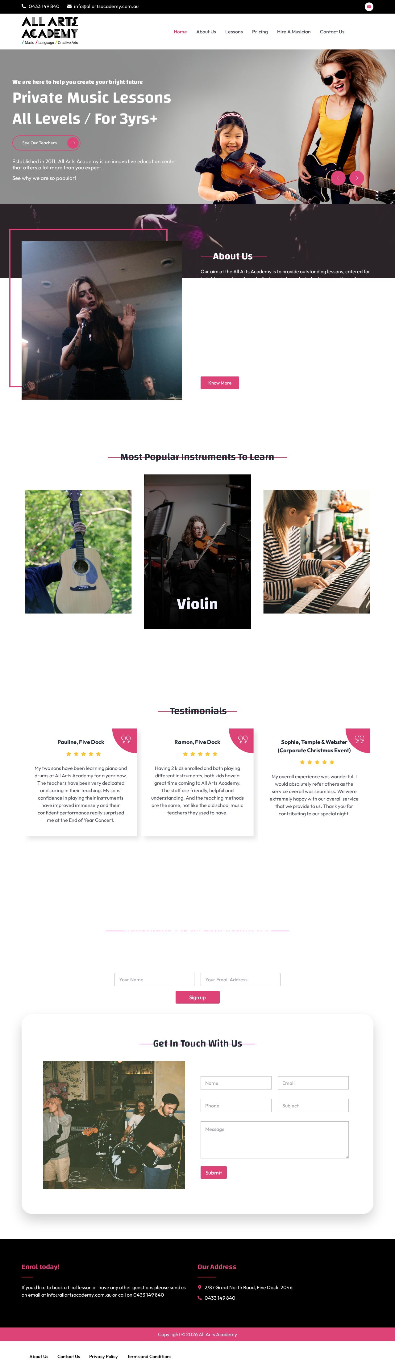 All Arts Academy website