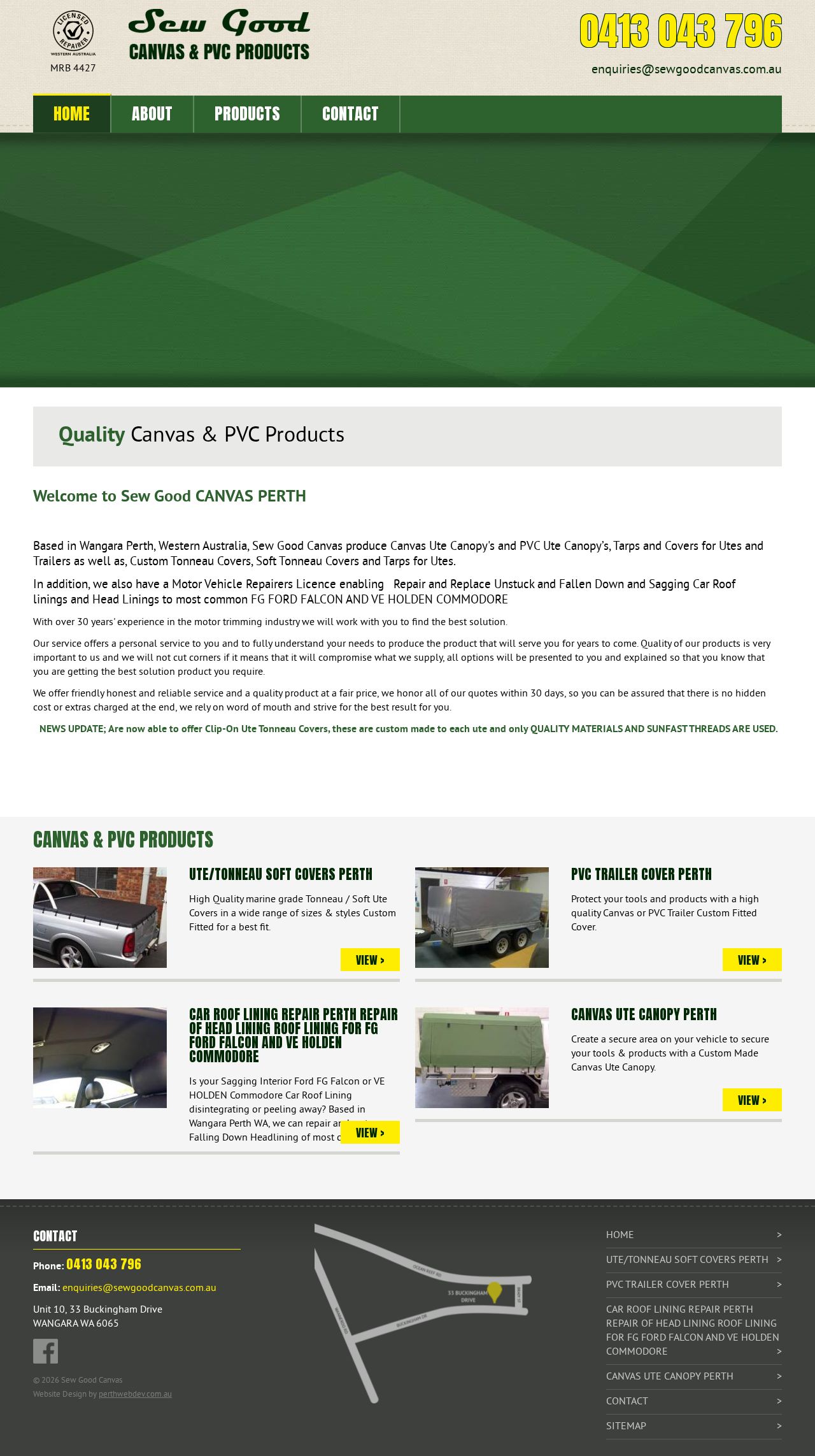 Sew Good Canvas and PVC Products website