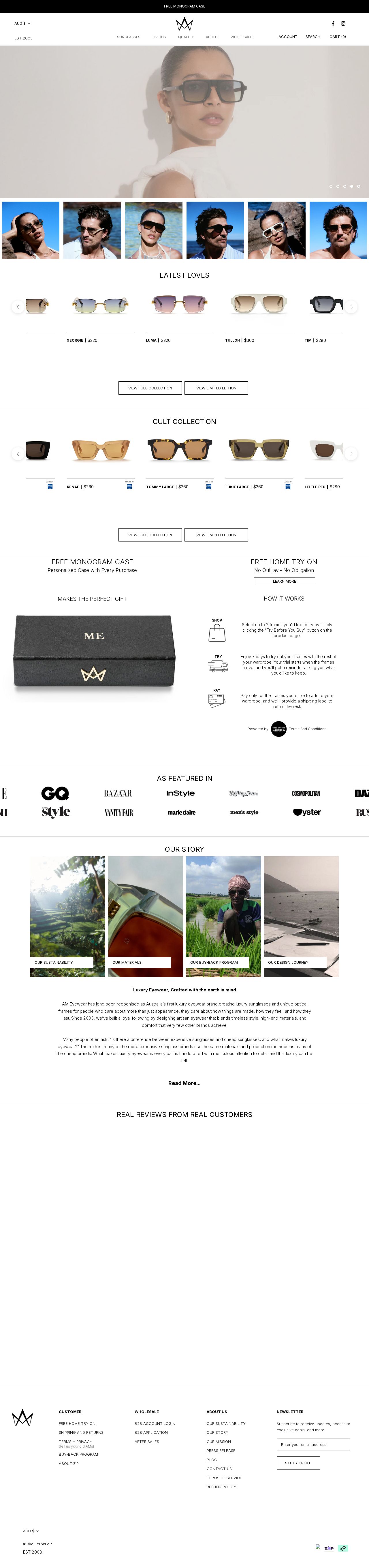 AM Eyewear website