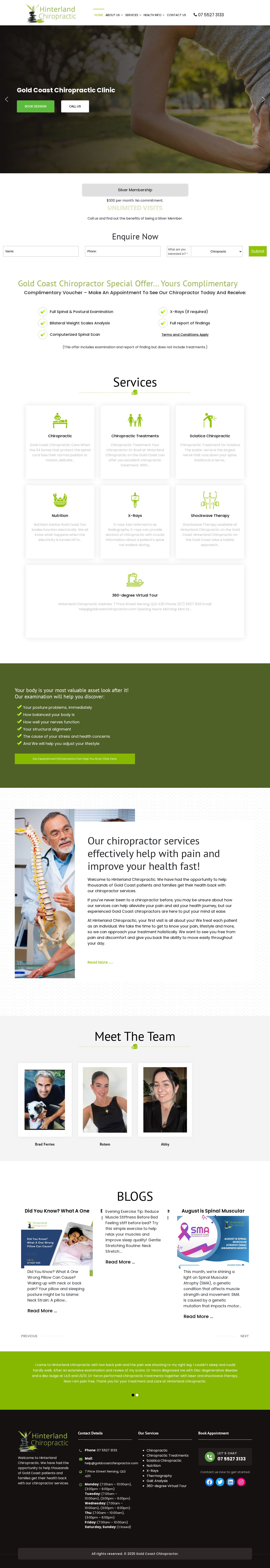 Hinterland Chiropractic website
