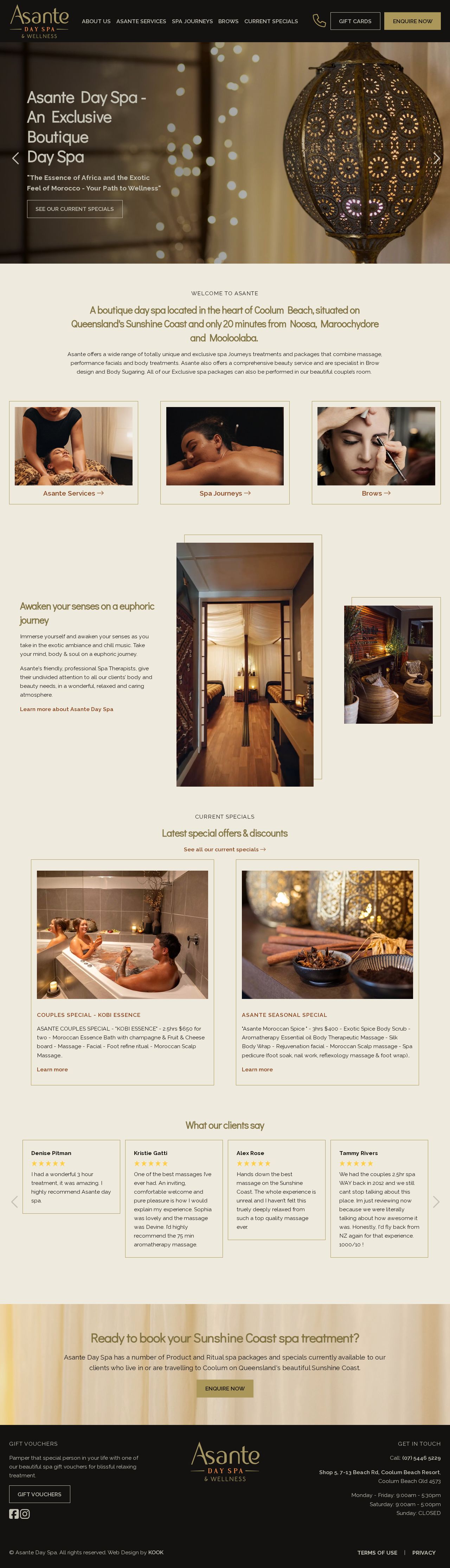 Asante Day Spa website