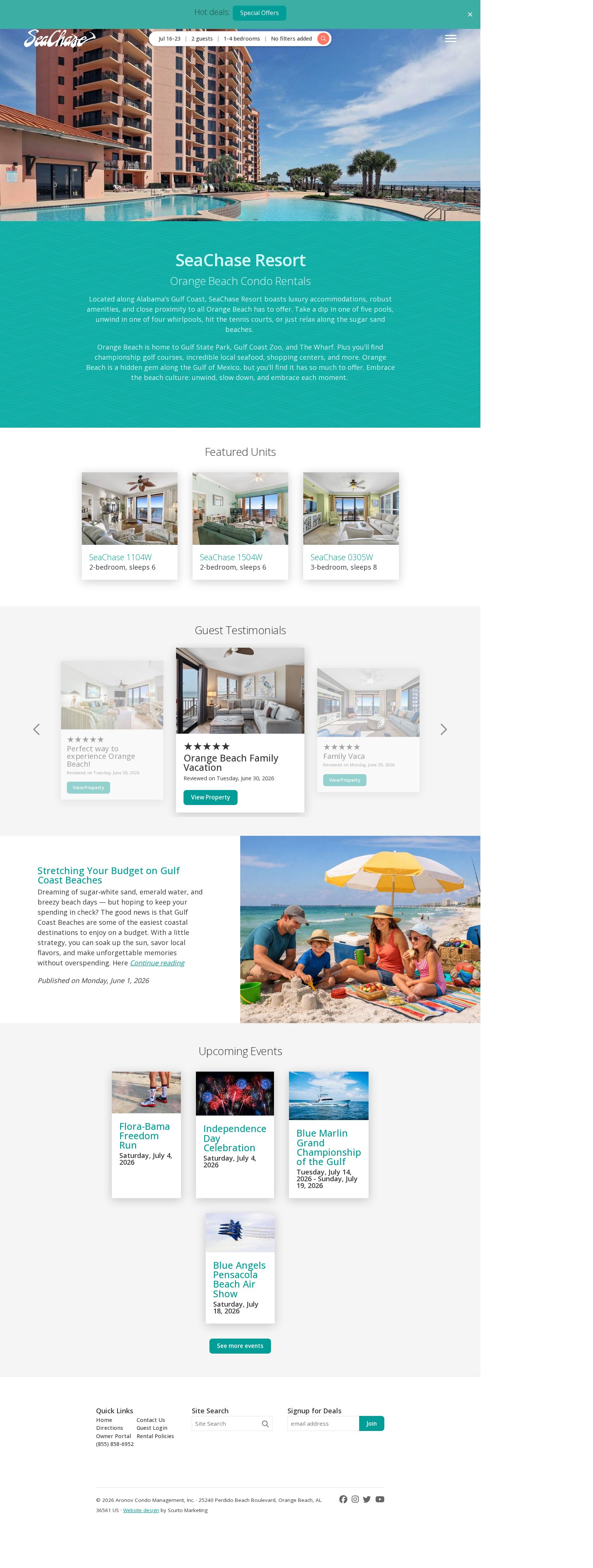 orange beach condos website