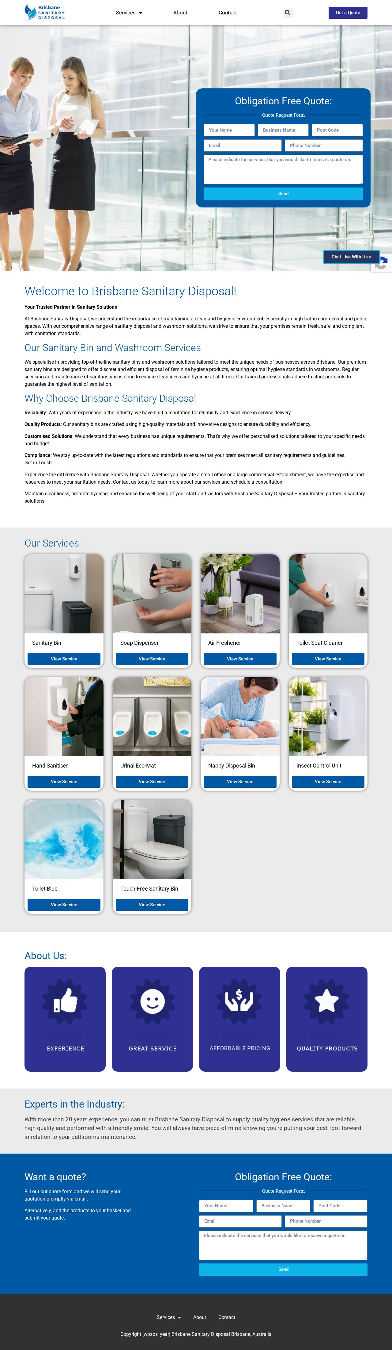 Brisbane Sanitary Disposal website