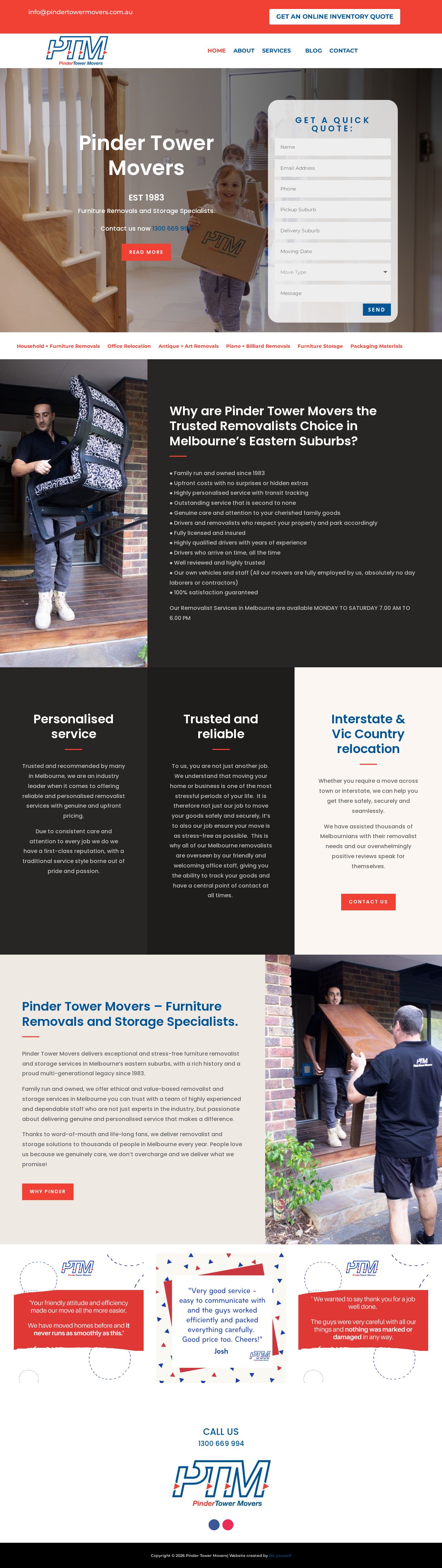Pinder Tower Movers website