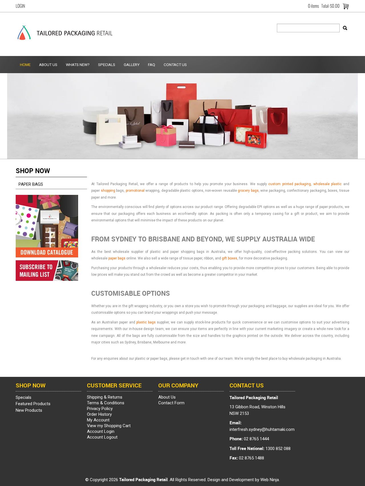 Tailored Packaging Retail website