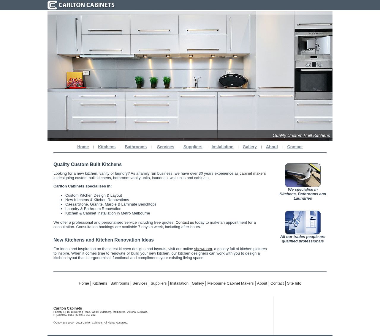 Carlton Cabinets website
