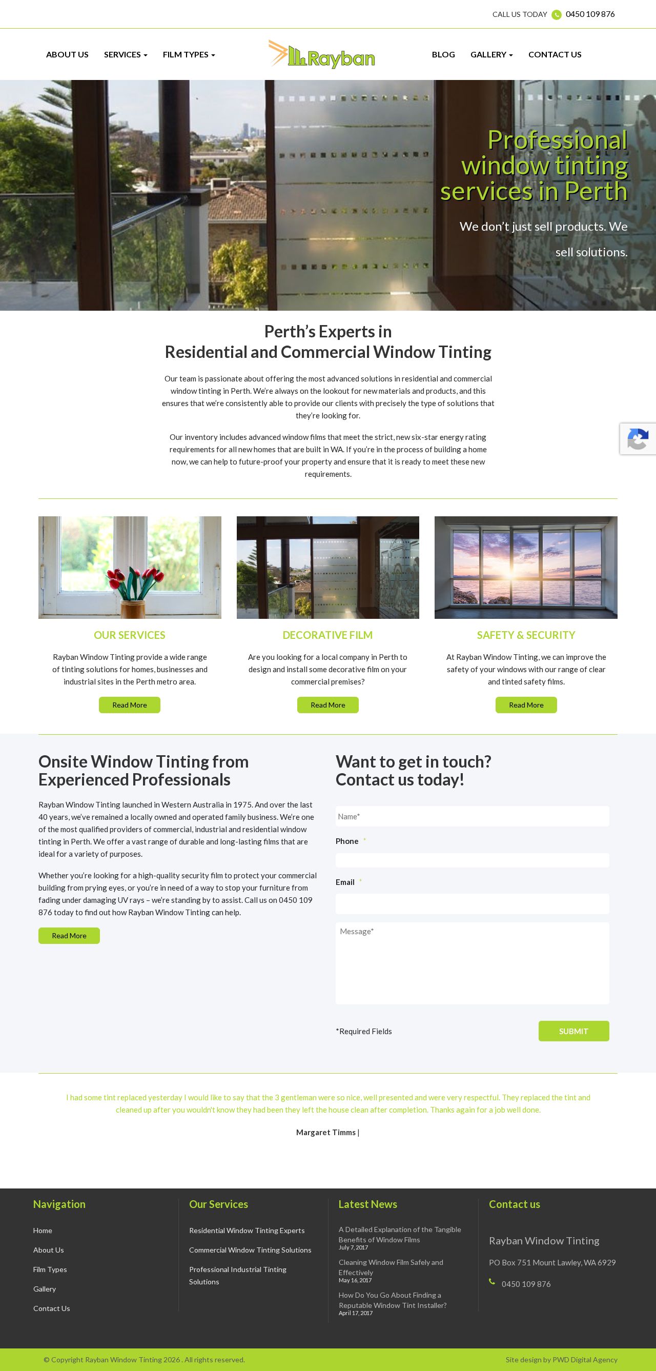 Rayban Window Tinting website