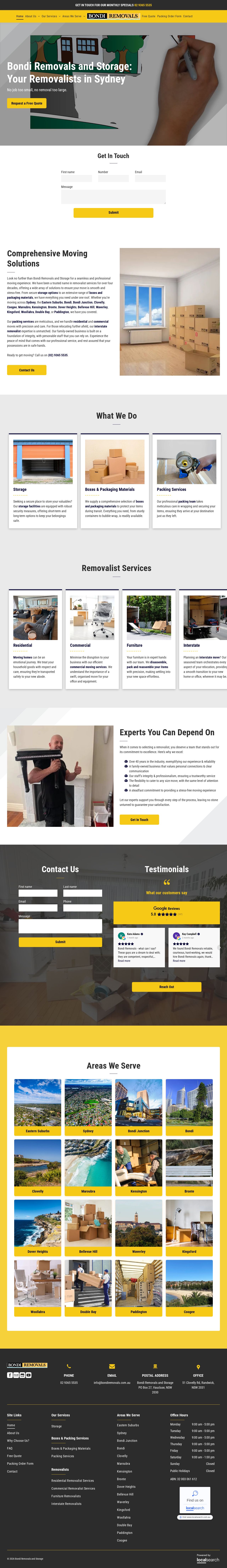 BONDI REMOVALS AND TAXI TRUCKS website