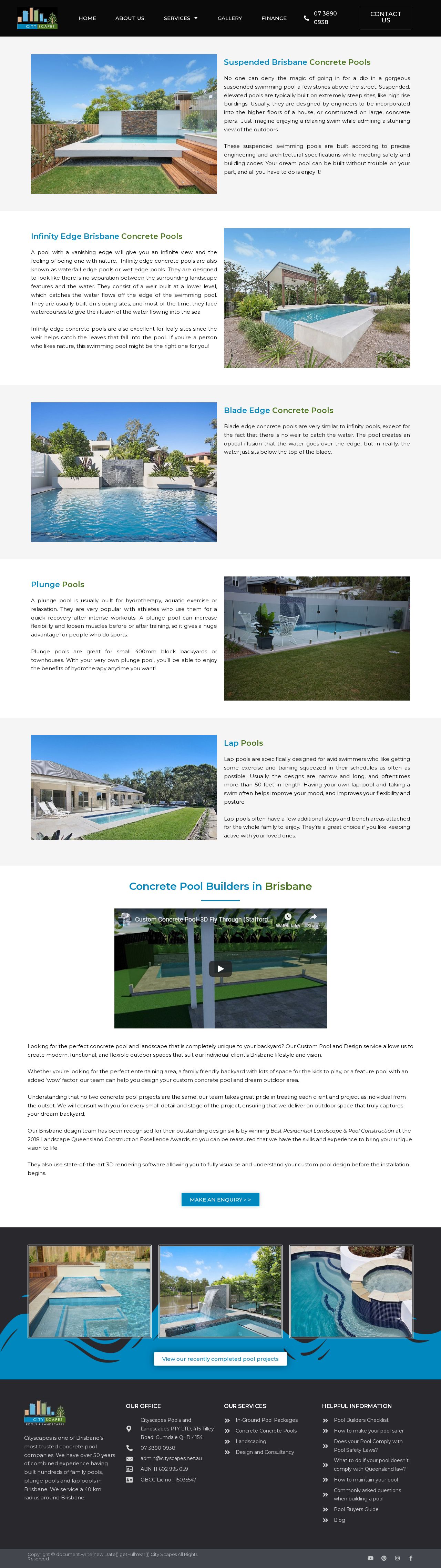 Cityscapes Pools and Landscapes - Concrete Pools Brisbane website