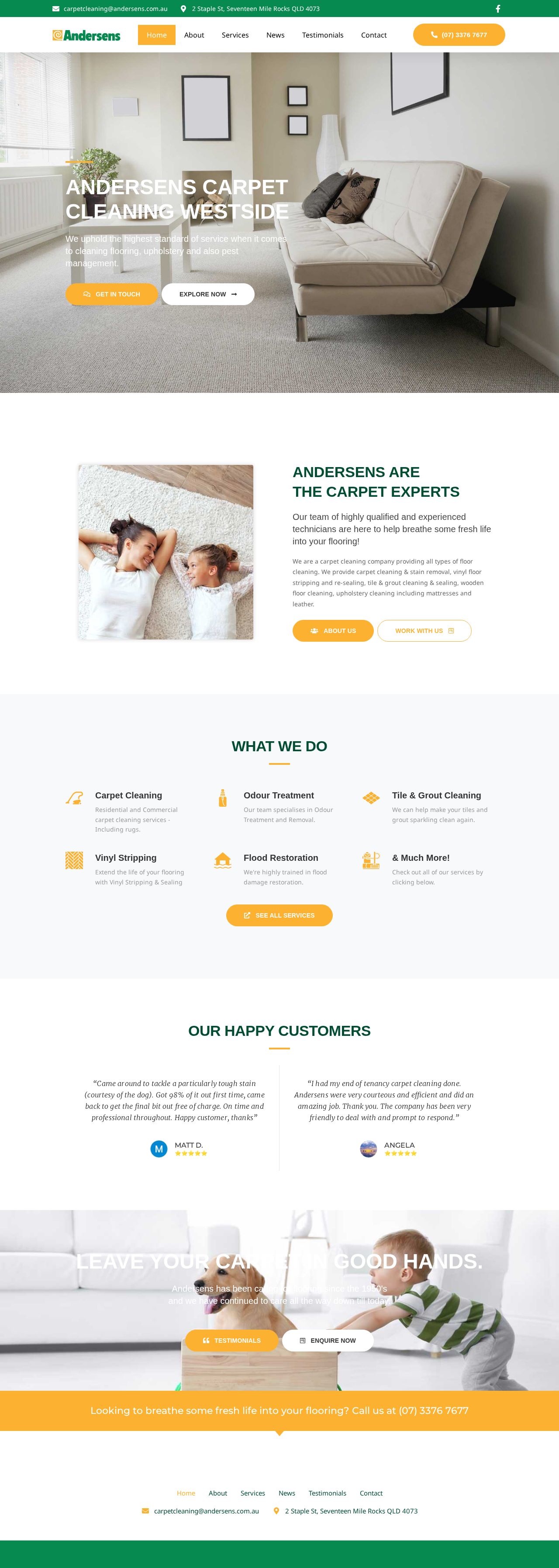 Andersens Carpet Cleaning Sunshine Coast website