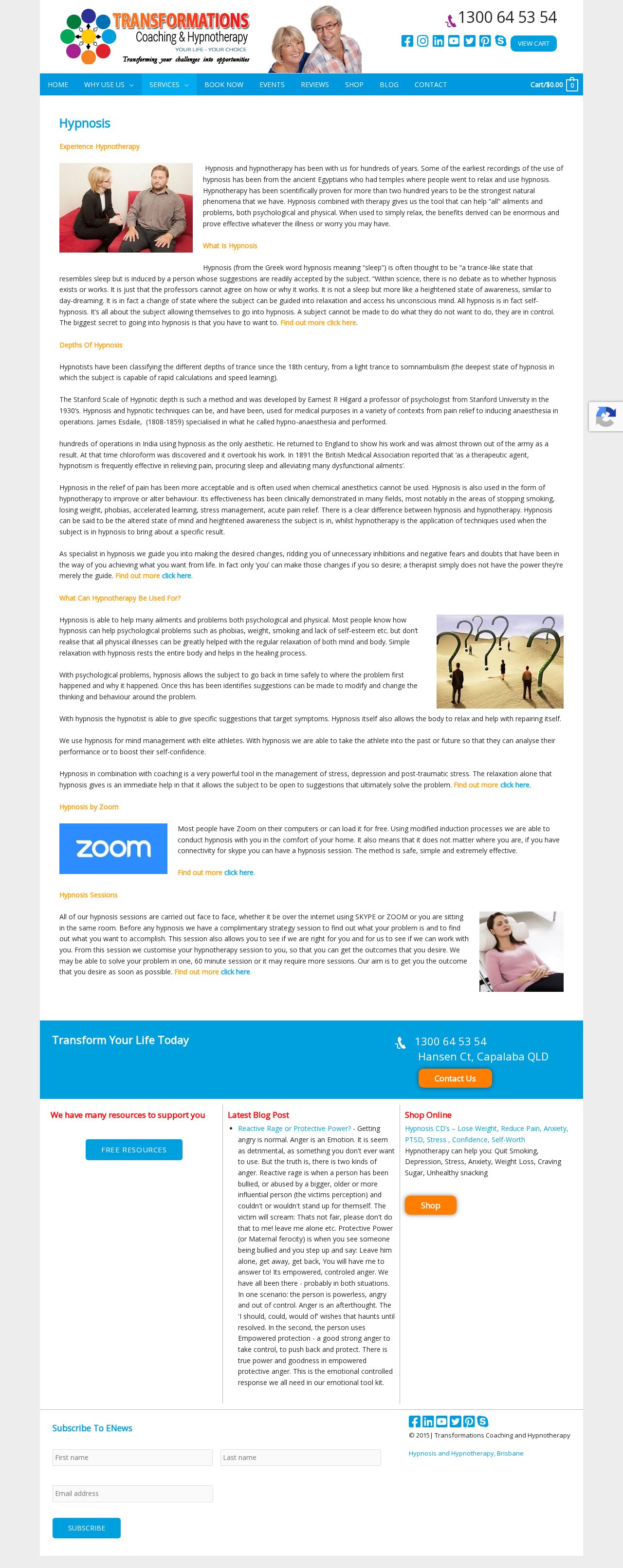Transformations Coaching & Hypnotherapy website