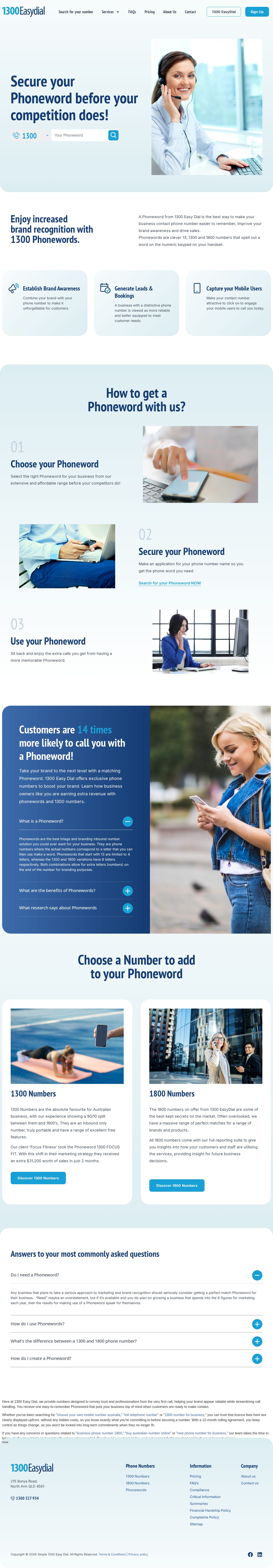 1300 Easydial website