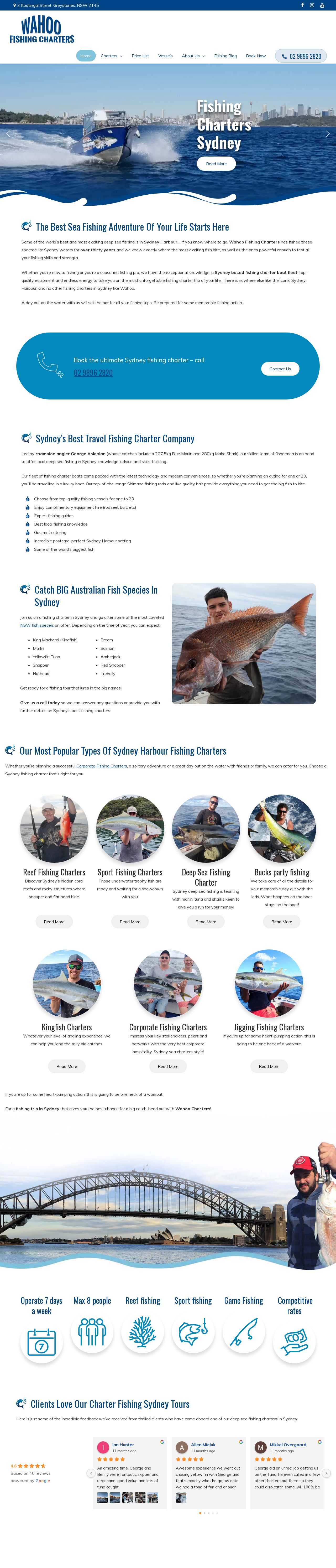 Wahoo Charters website