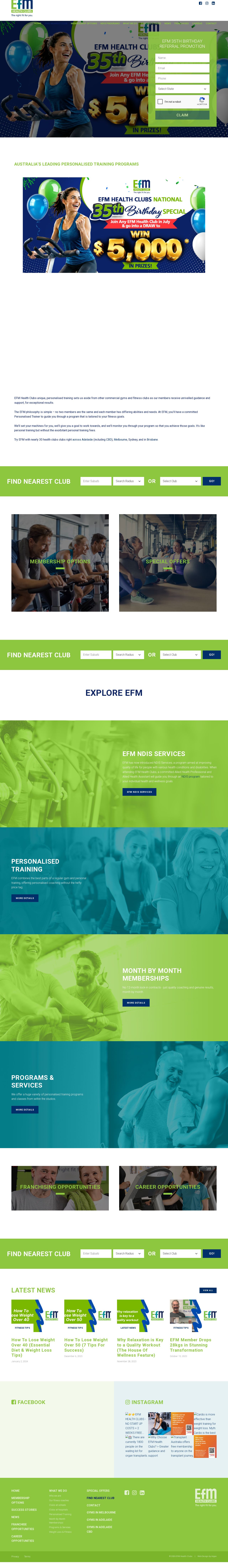 EFM Health Club Parkville website
