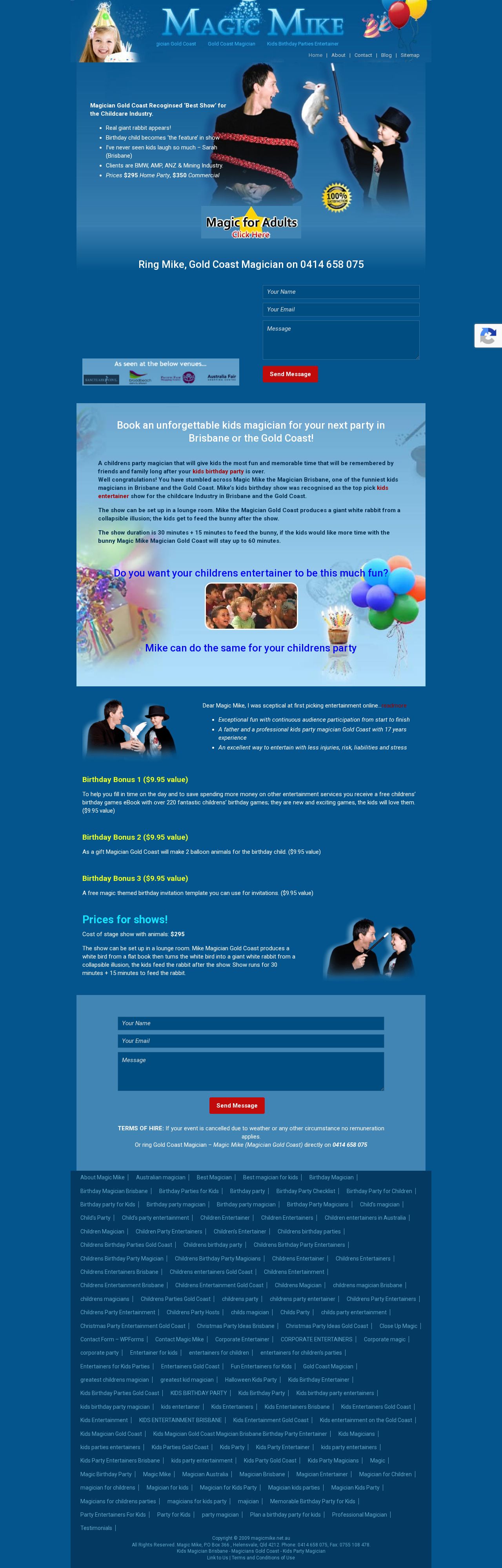 Magician Brisbane website