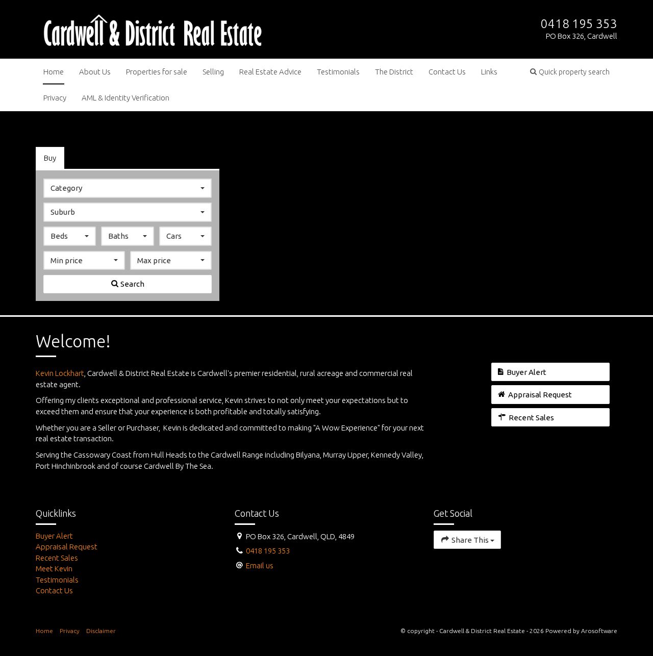 Cardwell & District Real Estate website