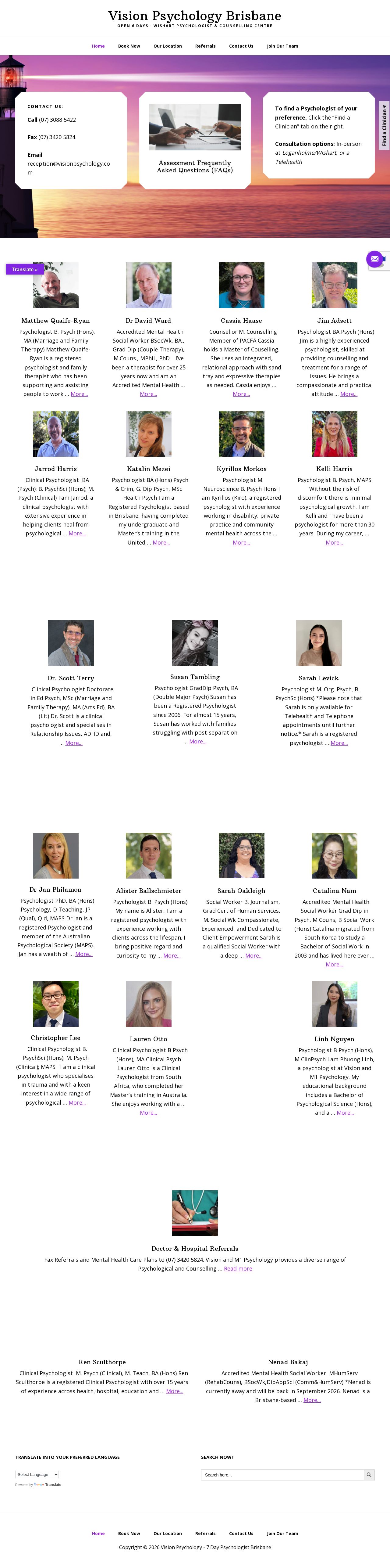 Vision Psychology - Brisbane Psychologists website