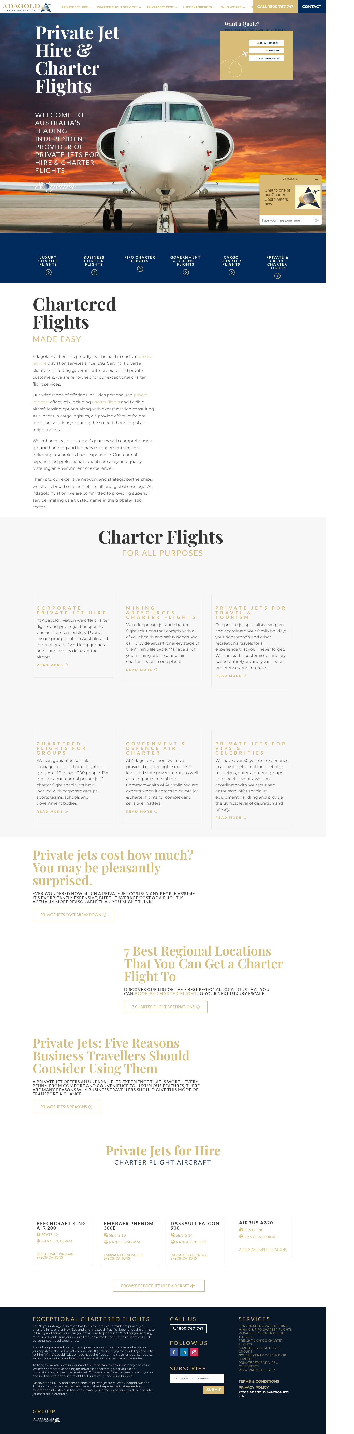 Charter Flights | Adagold Aviation website