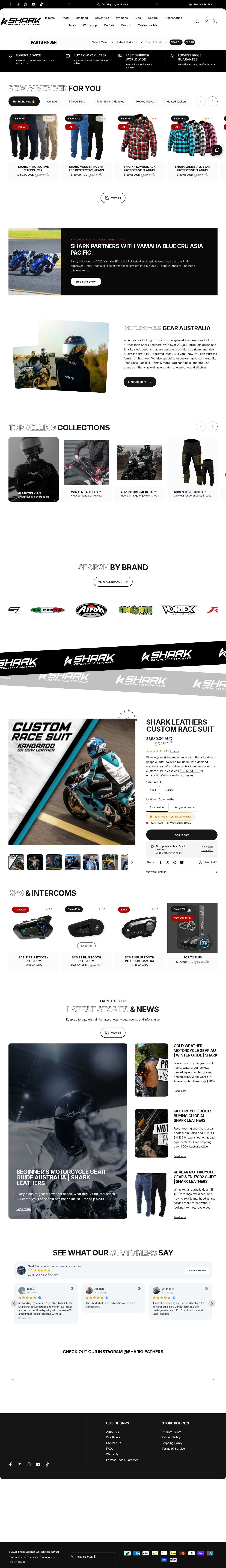 Shark Motorcycle Leathers & Accessories website