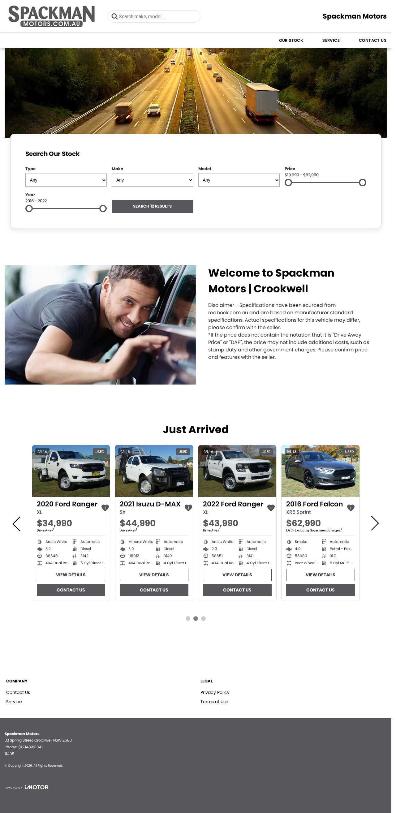 Spackman Motors website