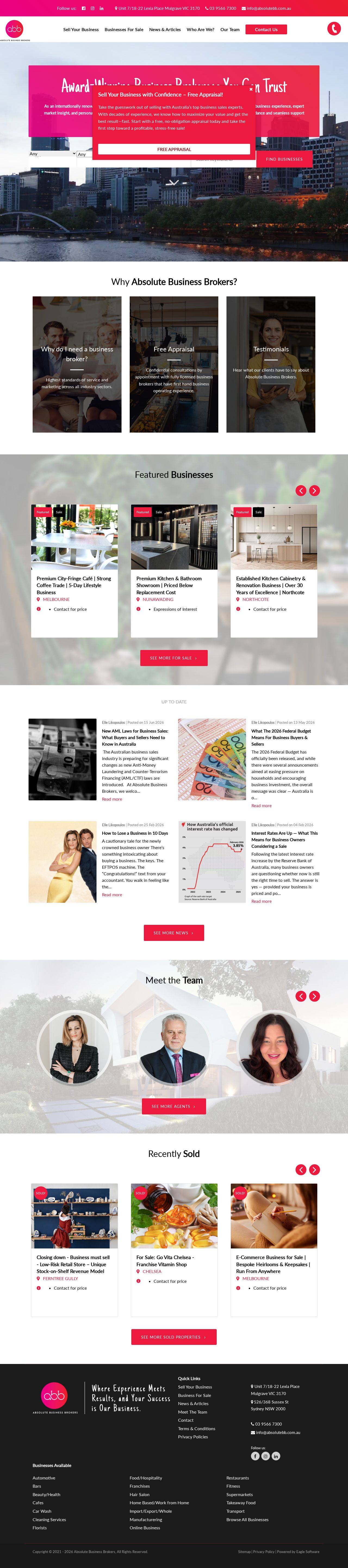 Absolute Business Brokers website