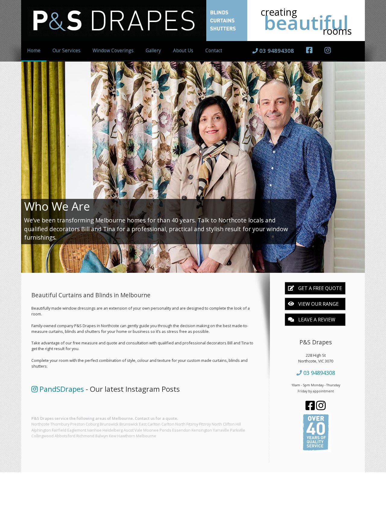 P&S Drapes website