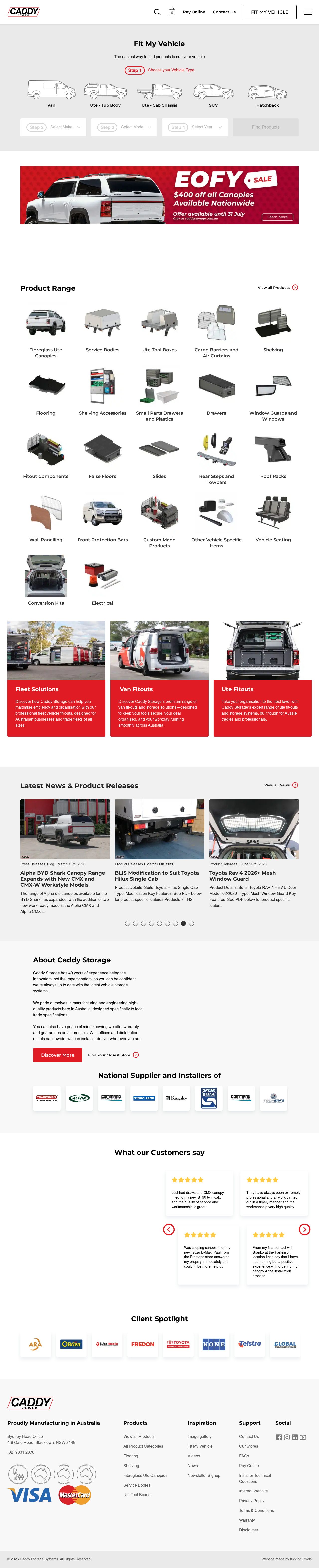 Caddy Storage website