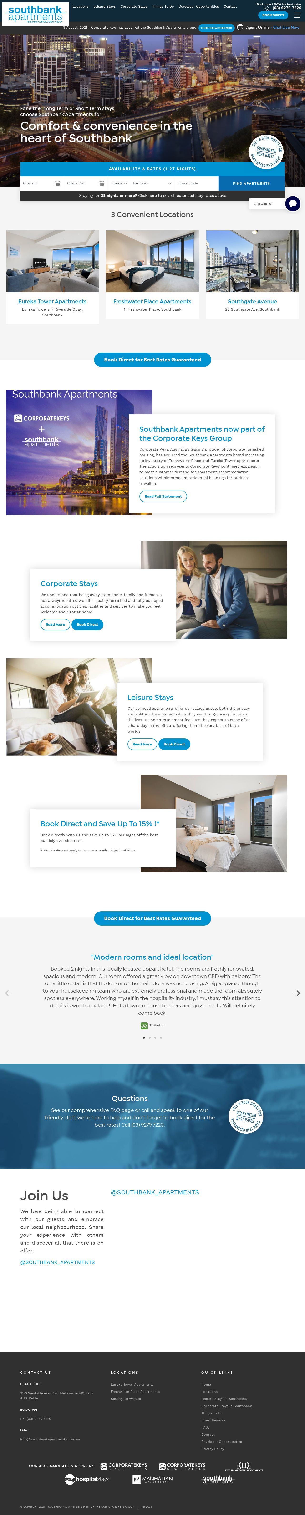 Southbank Apartments website