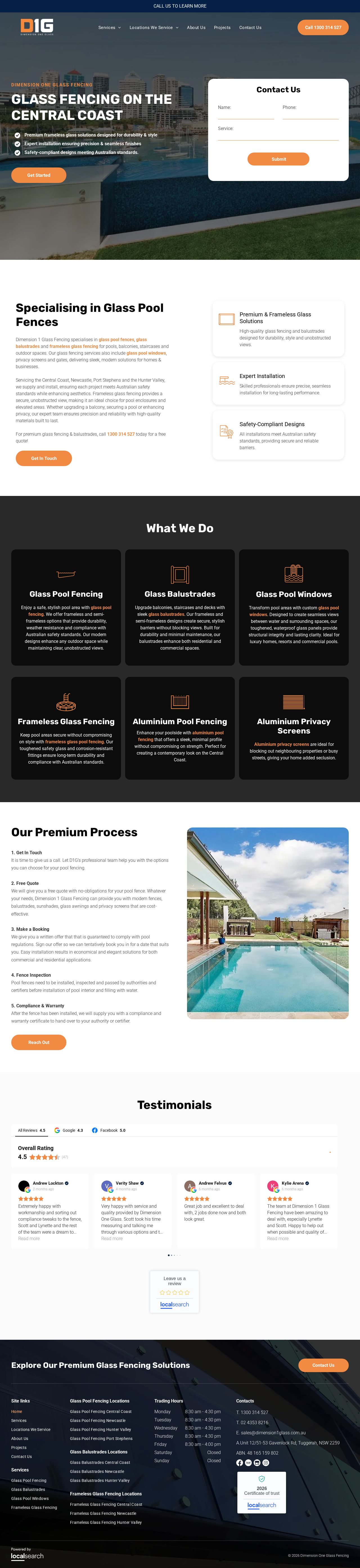 Dimension One Glass Fencing website