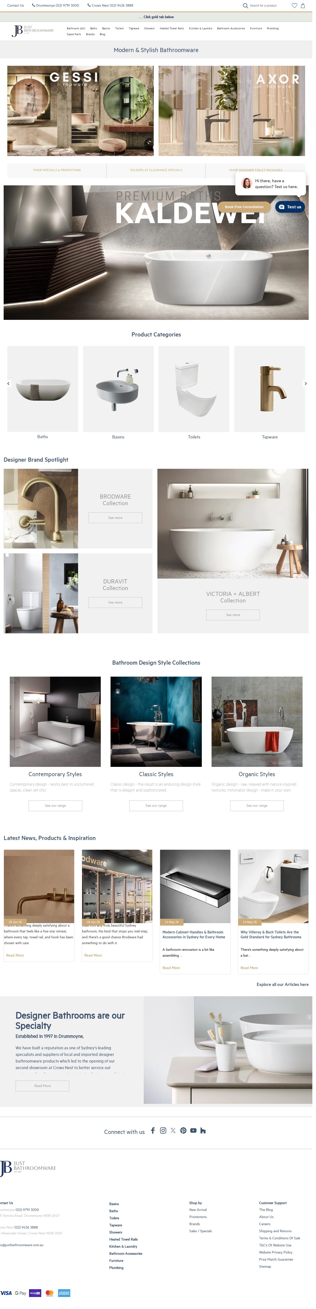 Just Bathroomware website