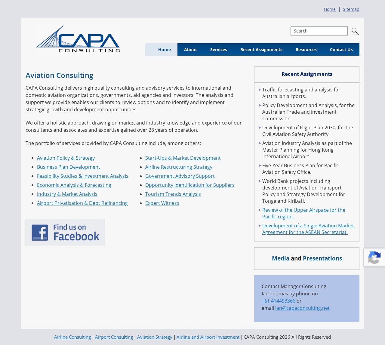 CAPA Consulting website