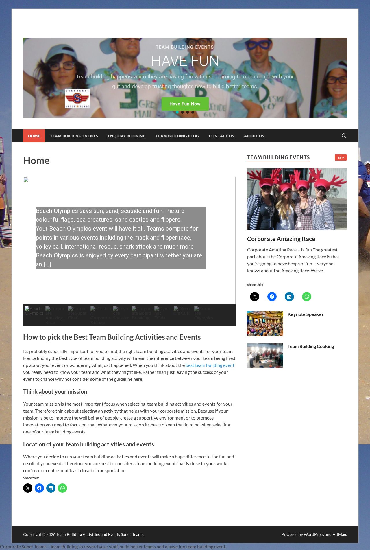 Corporate Team Building Conference Activities Events website