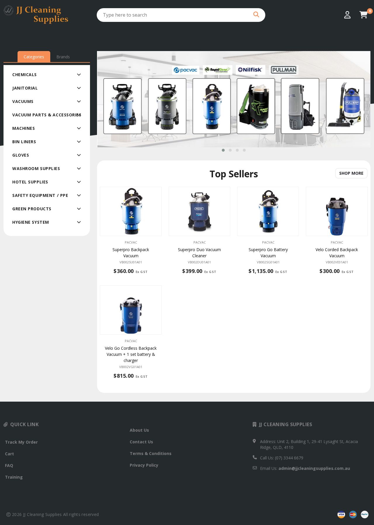JJ Cleaning Supplies website