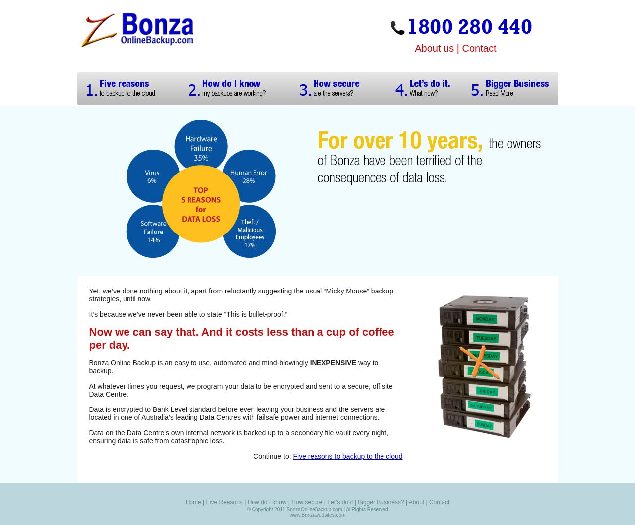 Bonza Online Data Backup website