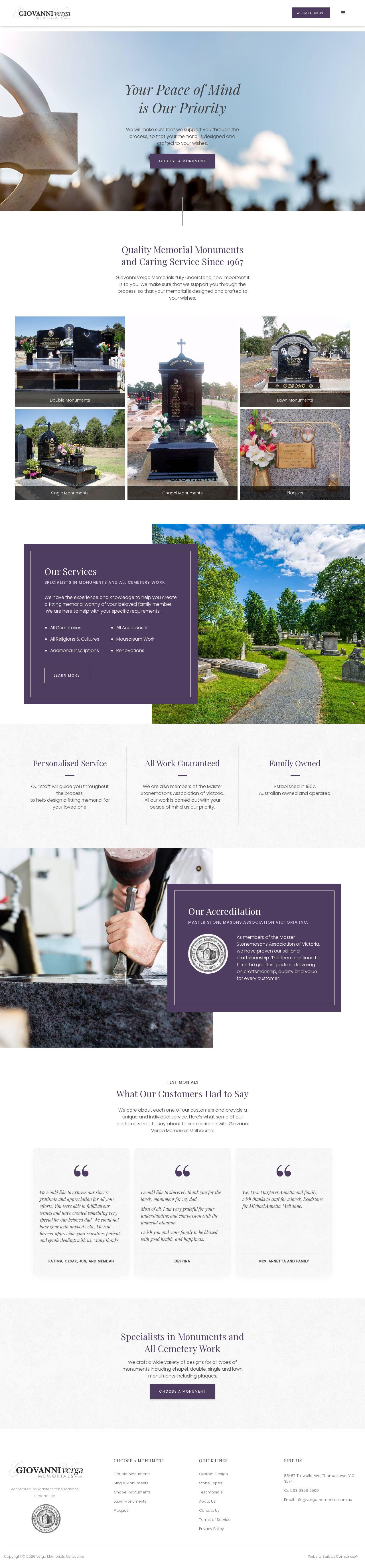 Giovanni Verga Memorials Pty Ltd website