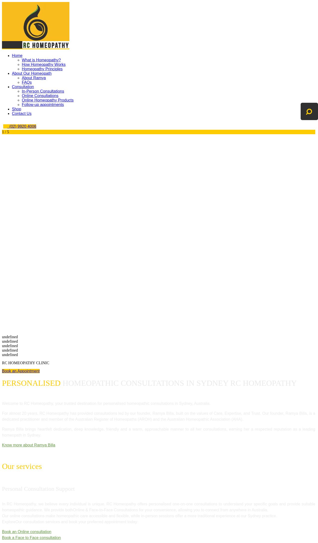 RC Homeopath Clinic Sydney website