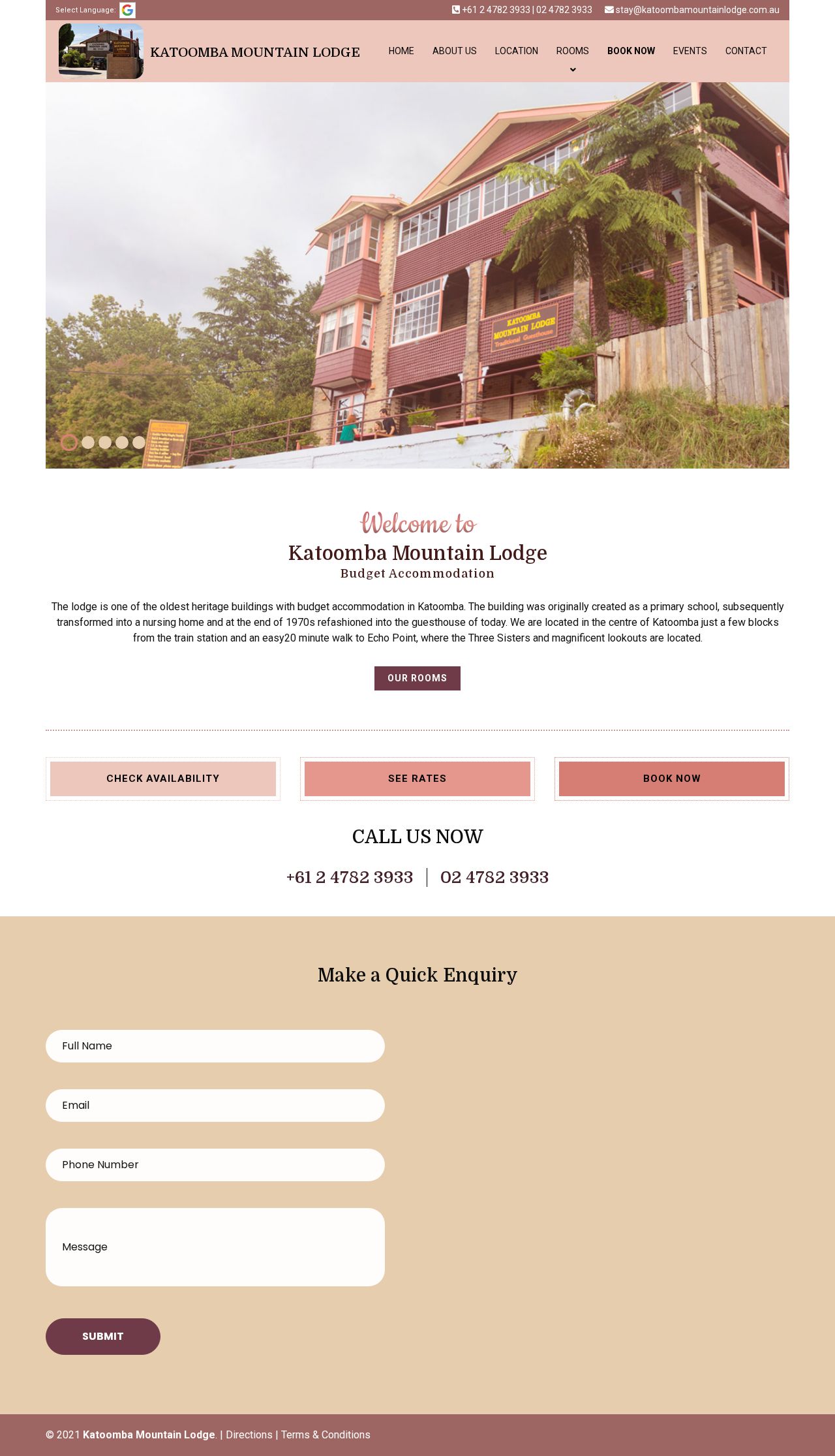 Katoomba Mountain Lodge website