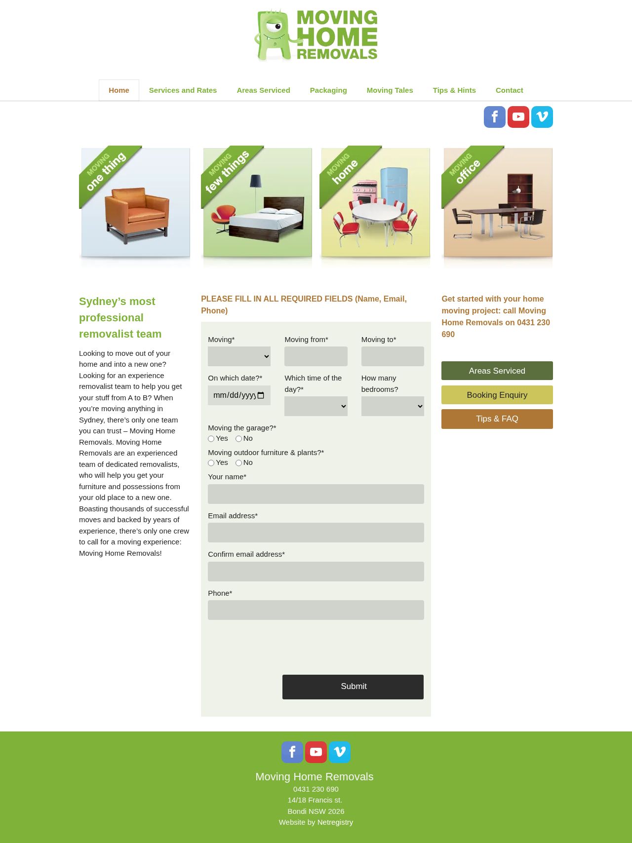 Moving Home Removals website