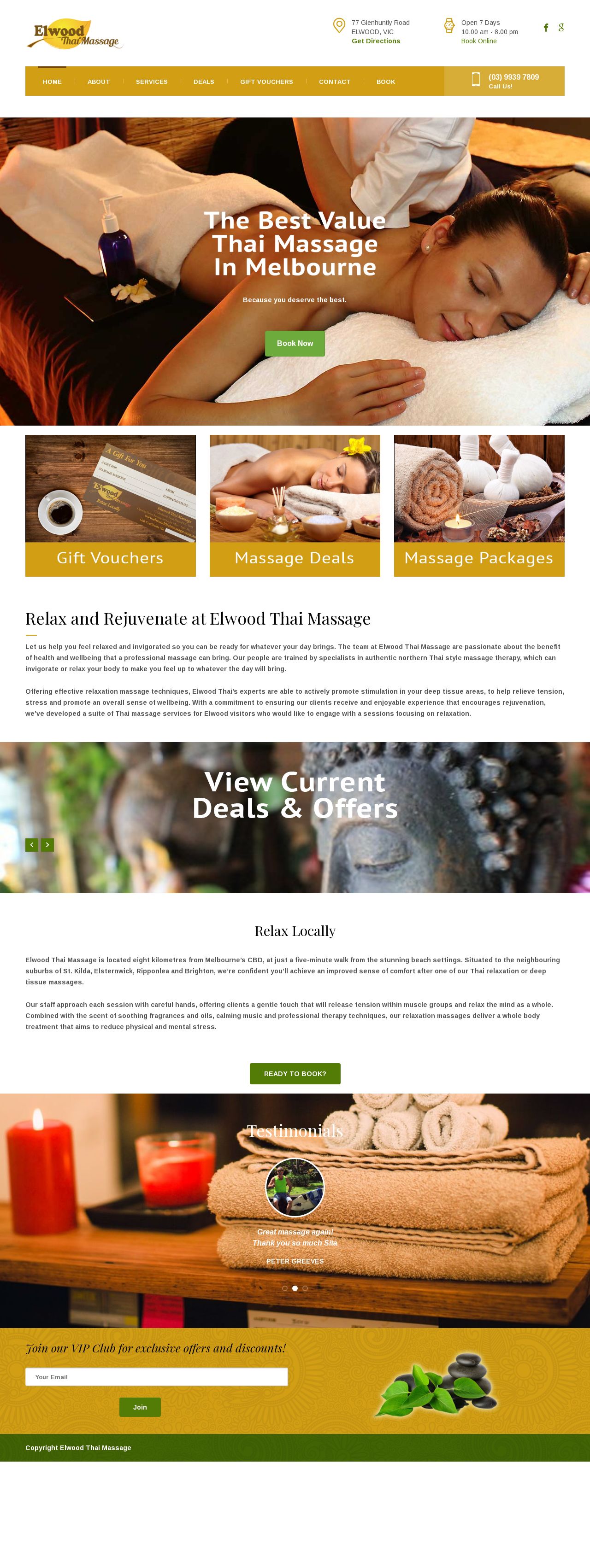 Elwood Thai Massage website
