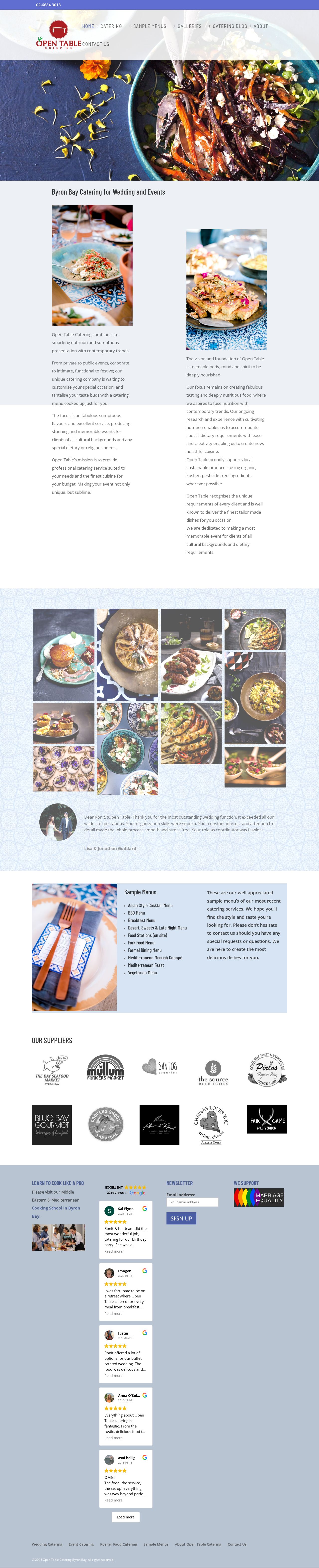 Open Table Catering website