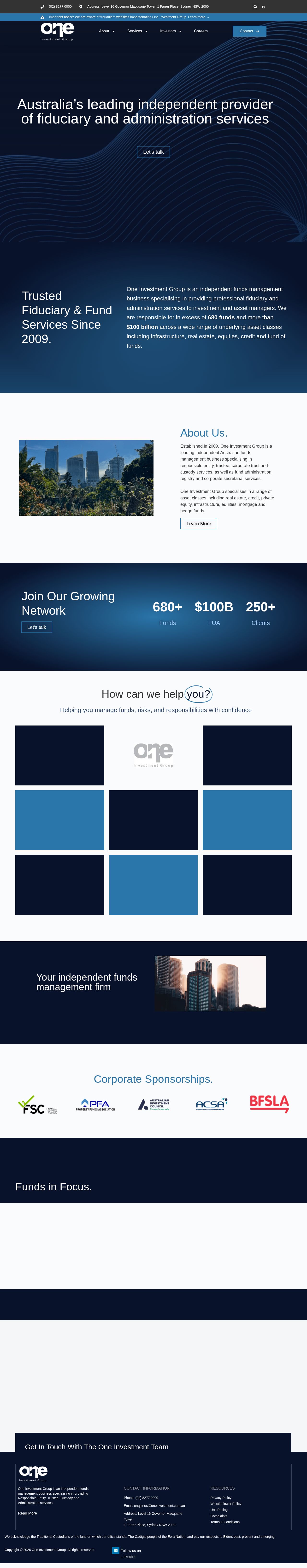 One Investment Group website