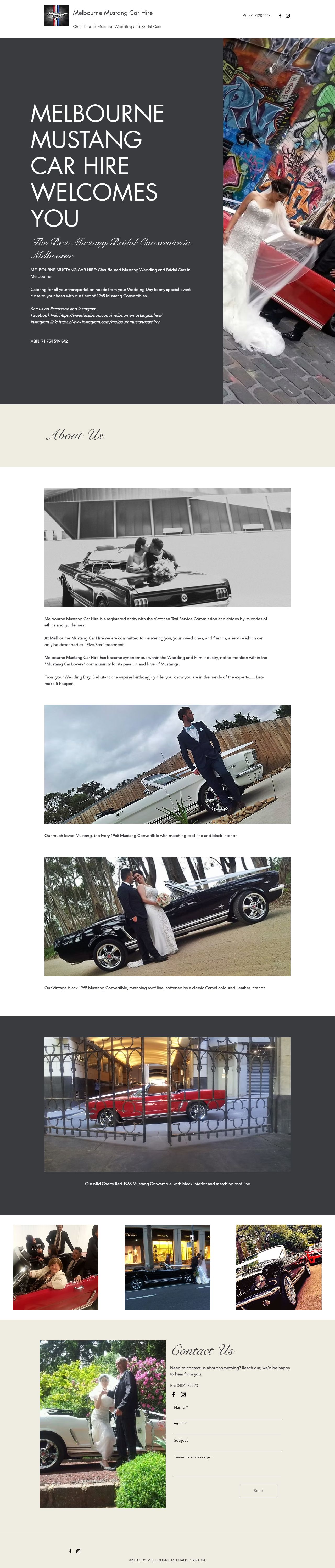 Melbourne Mustang Car Hire website