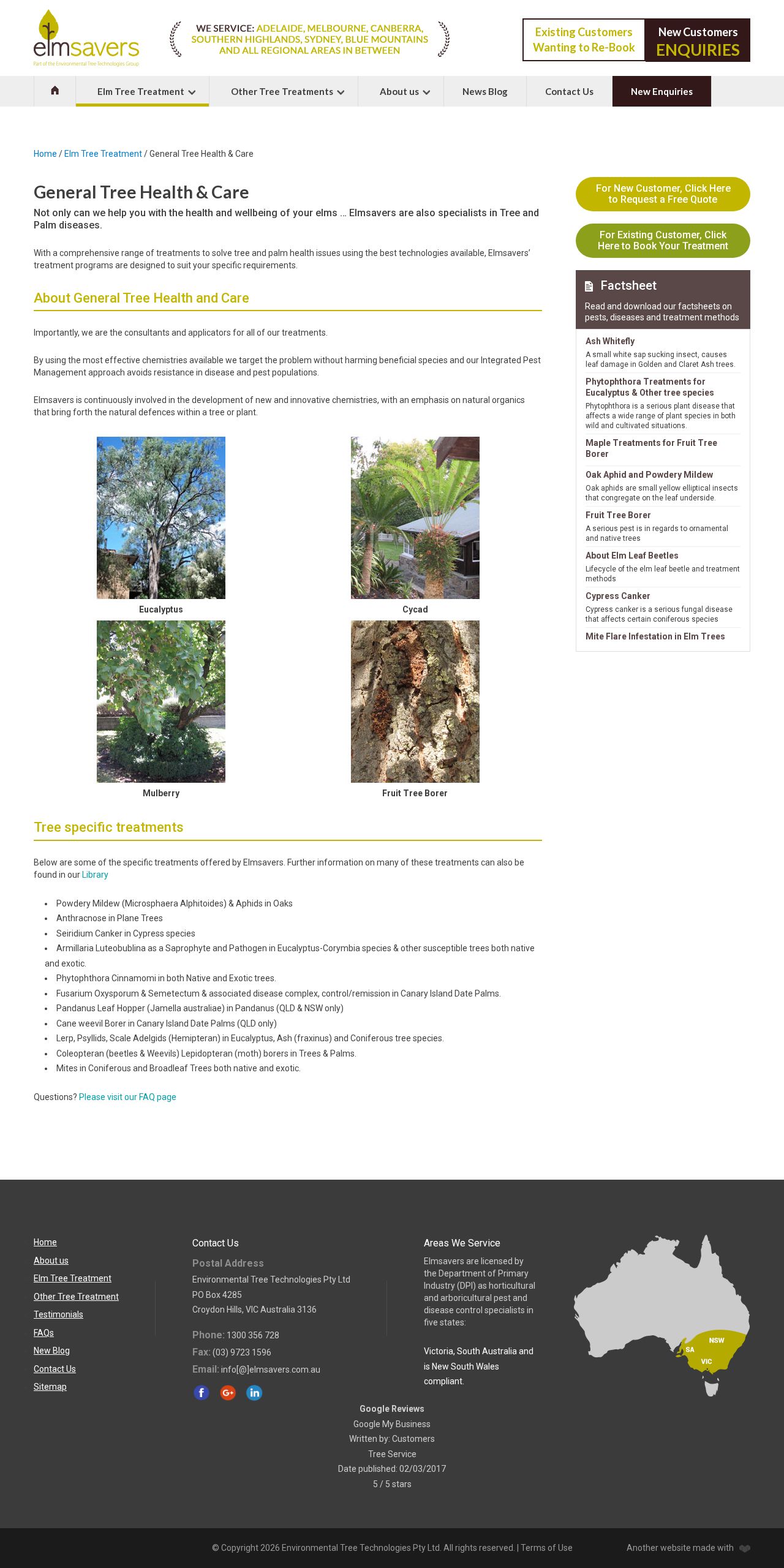 Experts in Tree Diseases - Elmsavers website