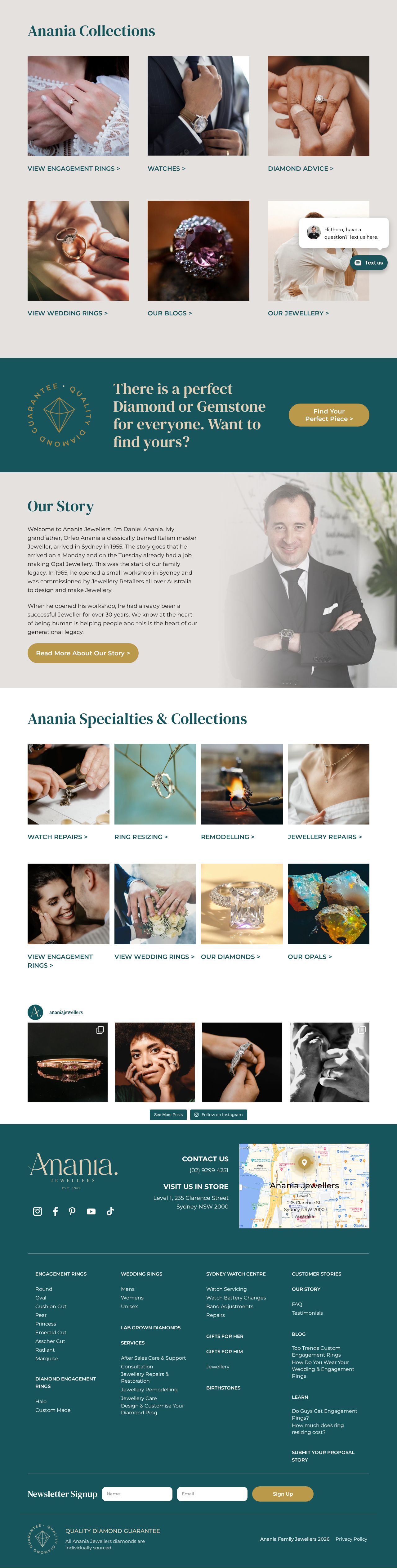 Anania Jewellers website