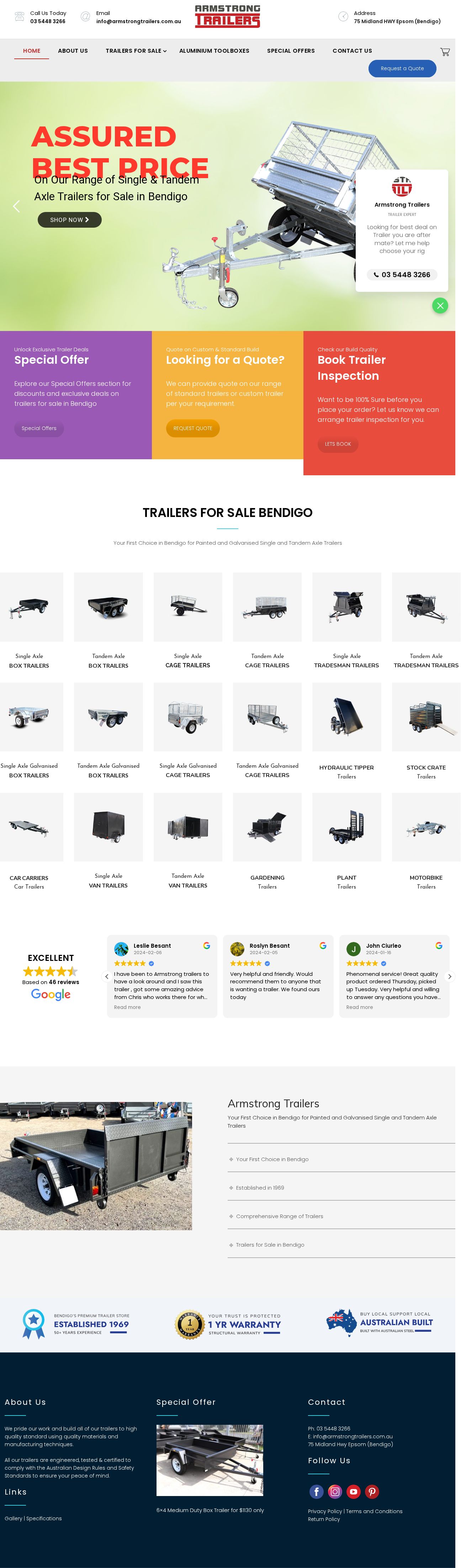 ARMSTRONG TRAILERS website