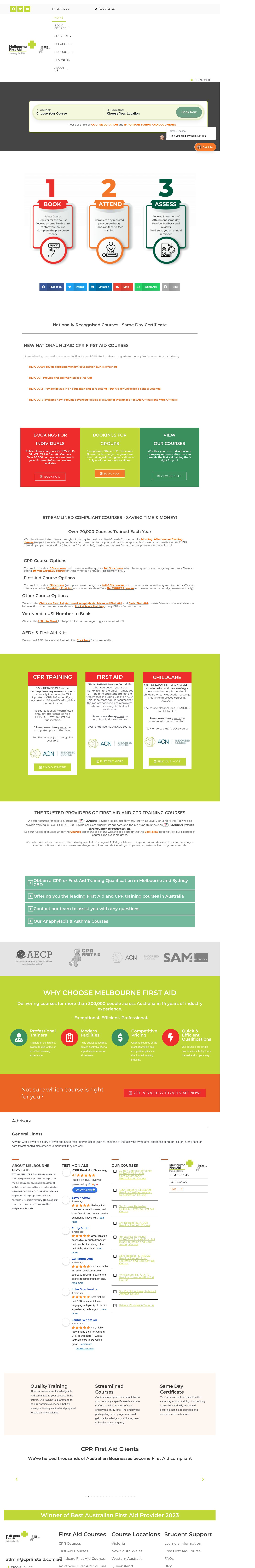 Melbourne First Aid website