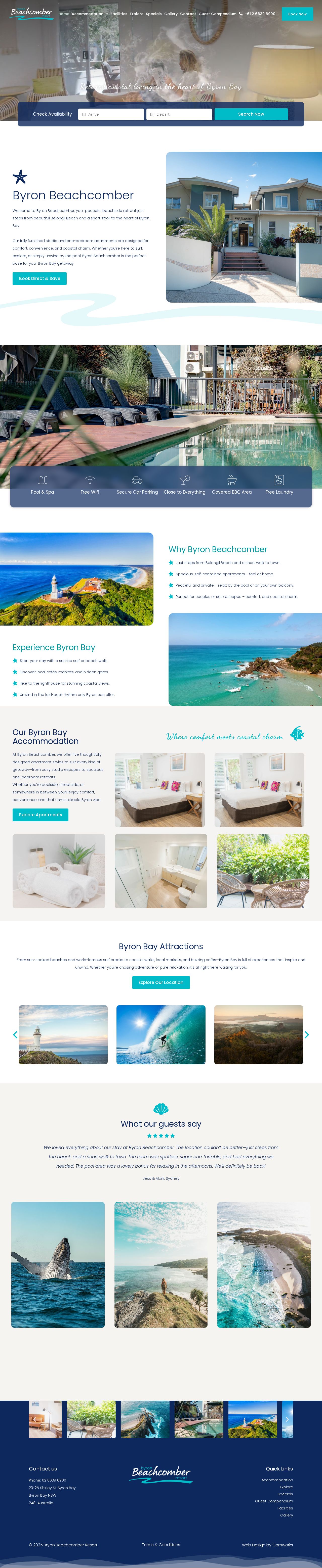 Byron Beachcomber Resort website