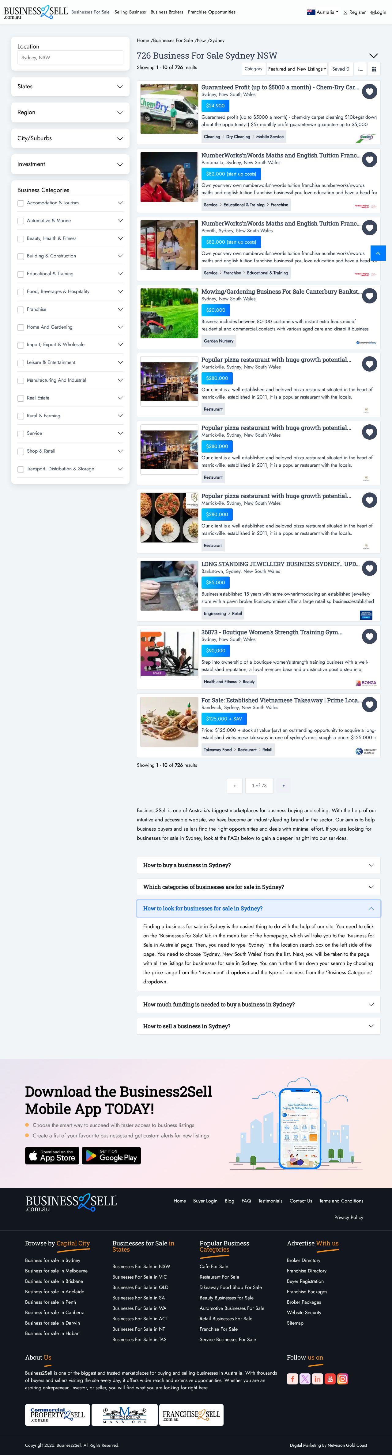 Businesses2sell website