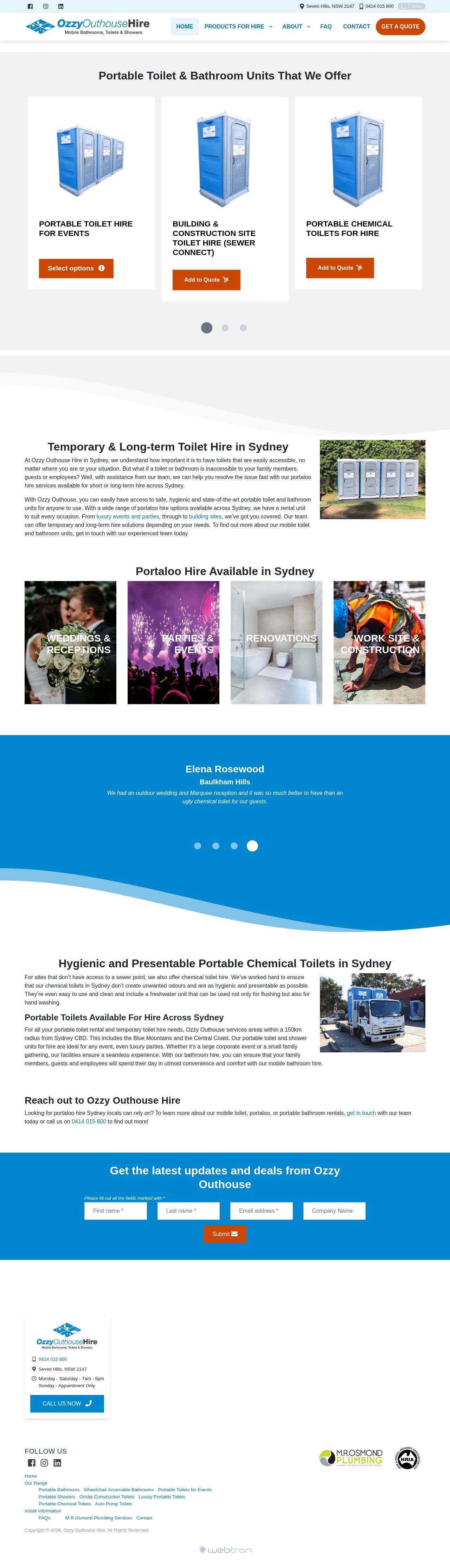 Ozzy Outhouse Pty Ltd website