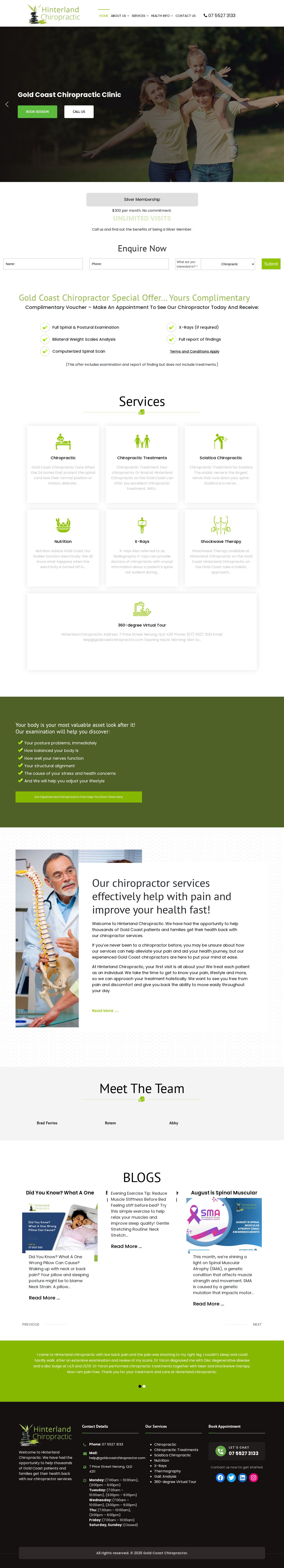 Hinterland Chiropractic website